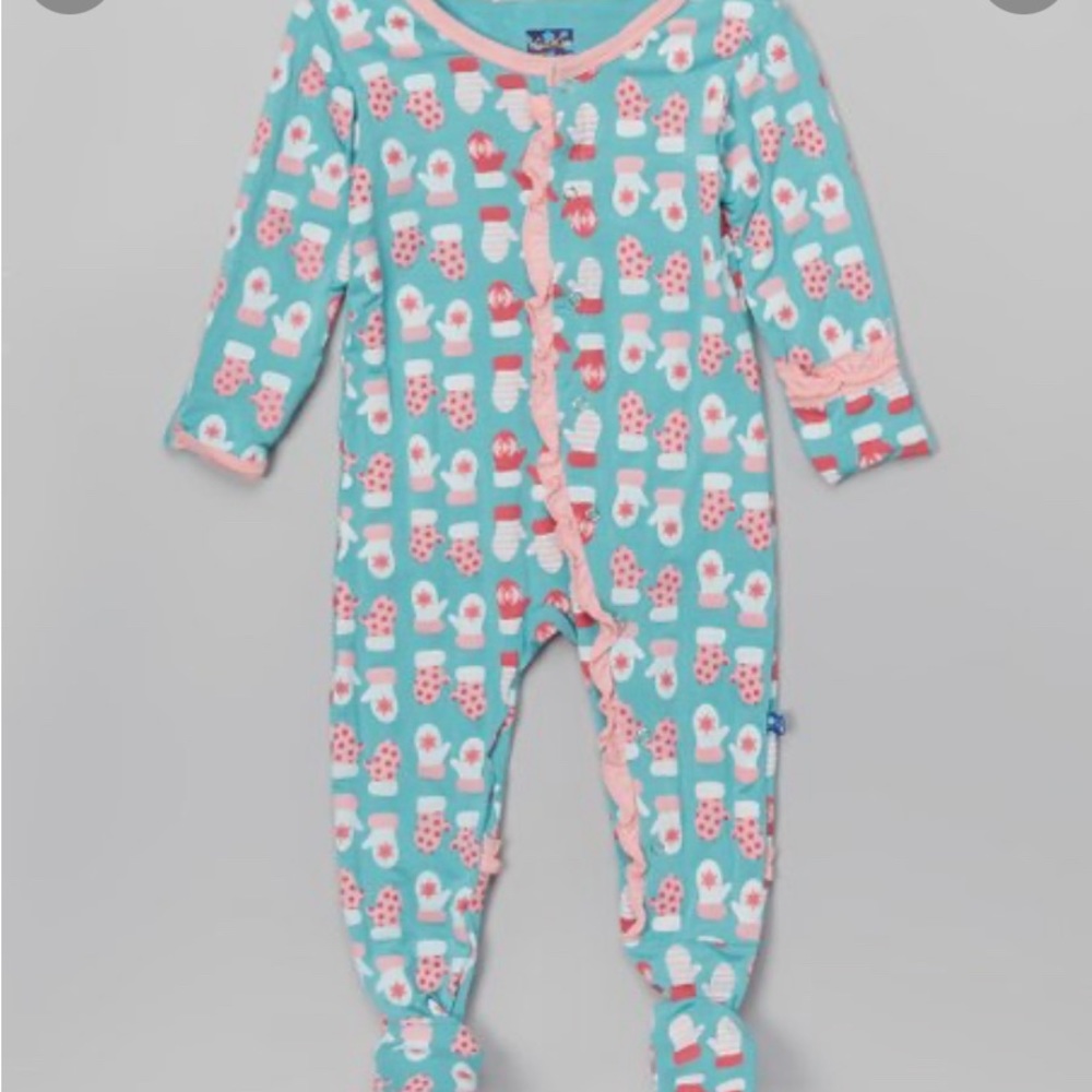 Kickee Pants Glacier Mittens Ruffle Footie